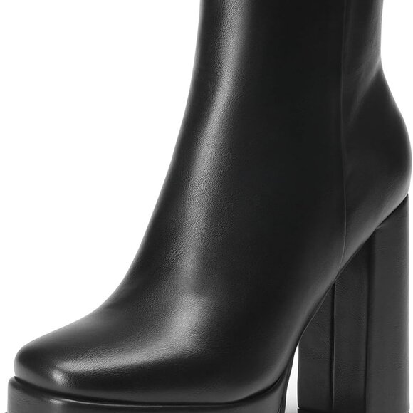 Women's Y2K-Inspired Platform Ankle Boots with Chunky Heels in Black, Size 6 - Picture 1 of 7